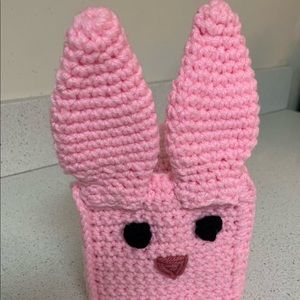 Easter Bunny Pink Tissue Box Cover Cozy New Handmade Crochet